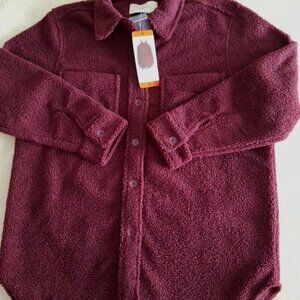 Ecothreads Ladies’ Long Sleeve Boucle Warm Soft Shirt Jacket (Red. Medıum)